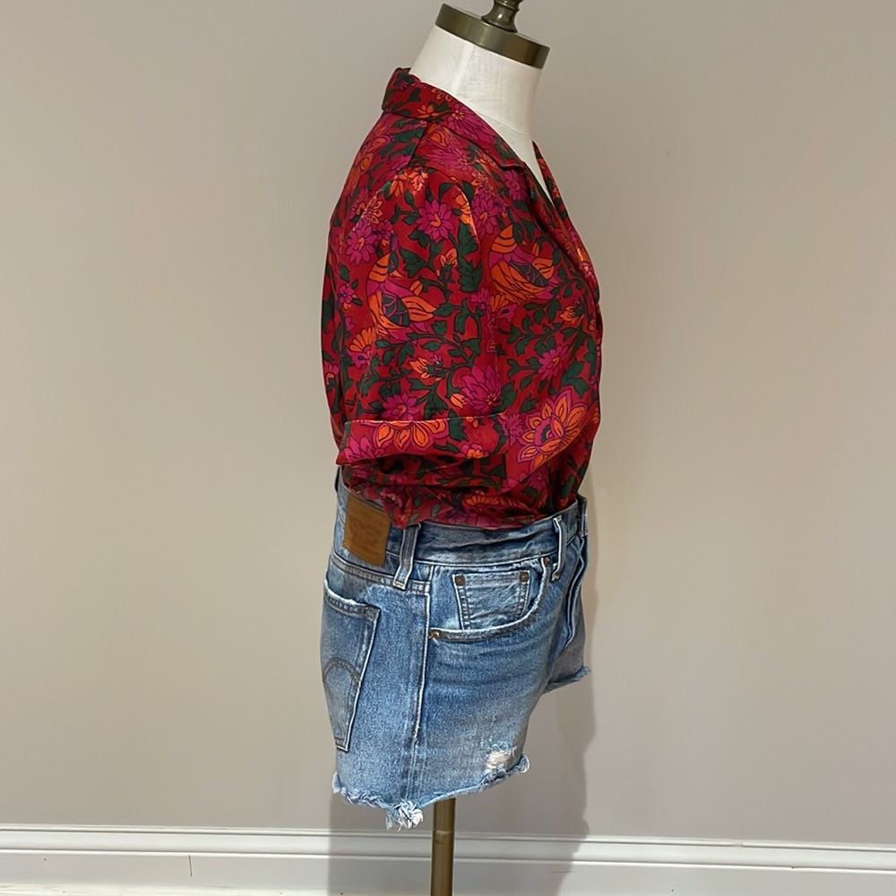 Zara Trf collection floral and bird print  camp shirt size S - Picture 4 of 10
